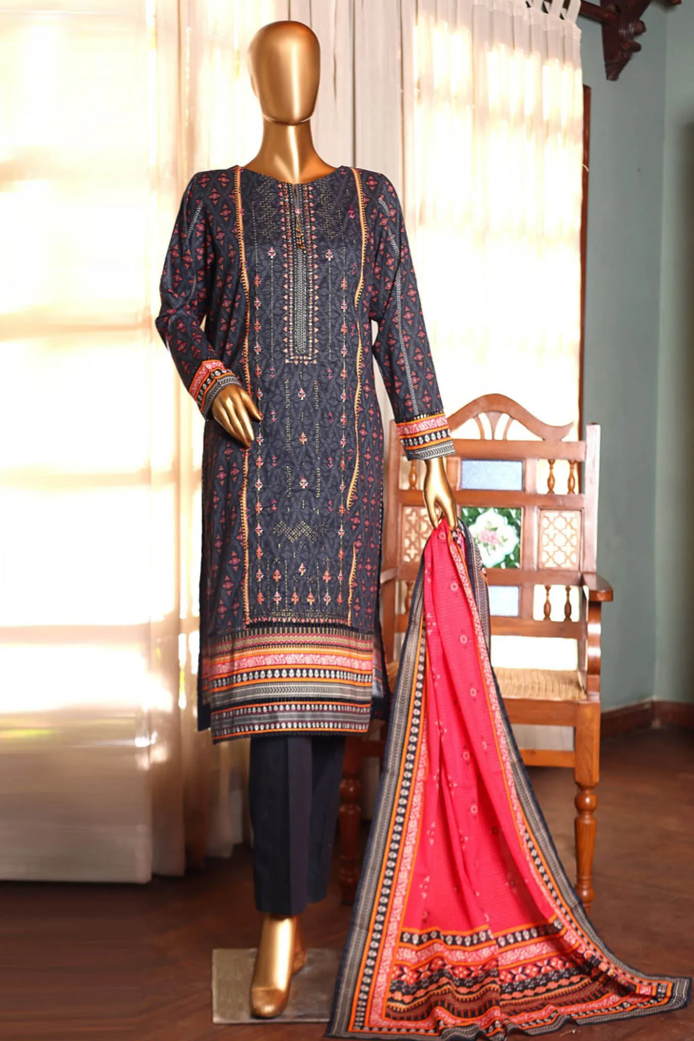 Aashkar By HZ Stitched 3 Piece Printed & Emb Lawn Vol-02 Collection'2024-PEL-408-Black