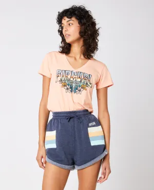 Block Party V T-Shirt in Bright Peach