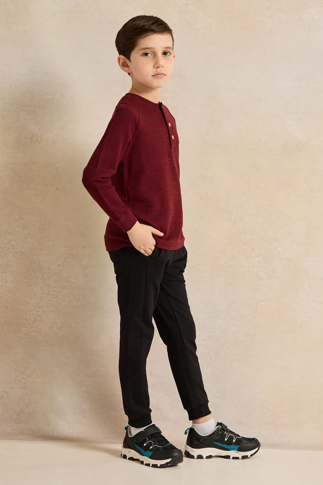 Boys Black Printed Active Pants