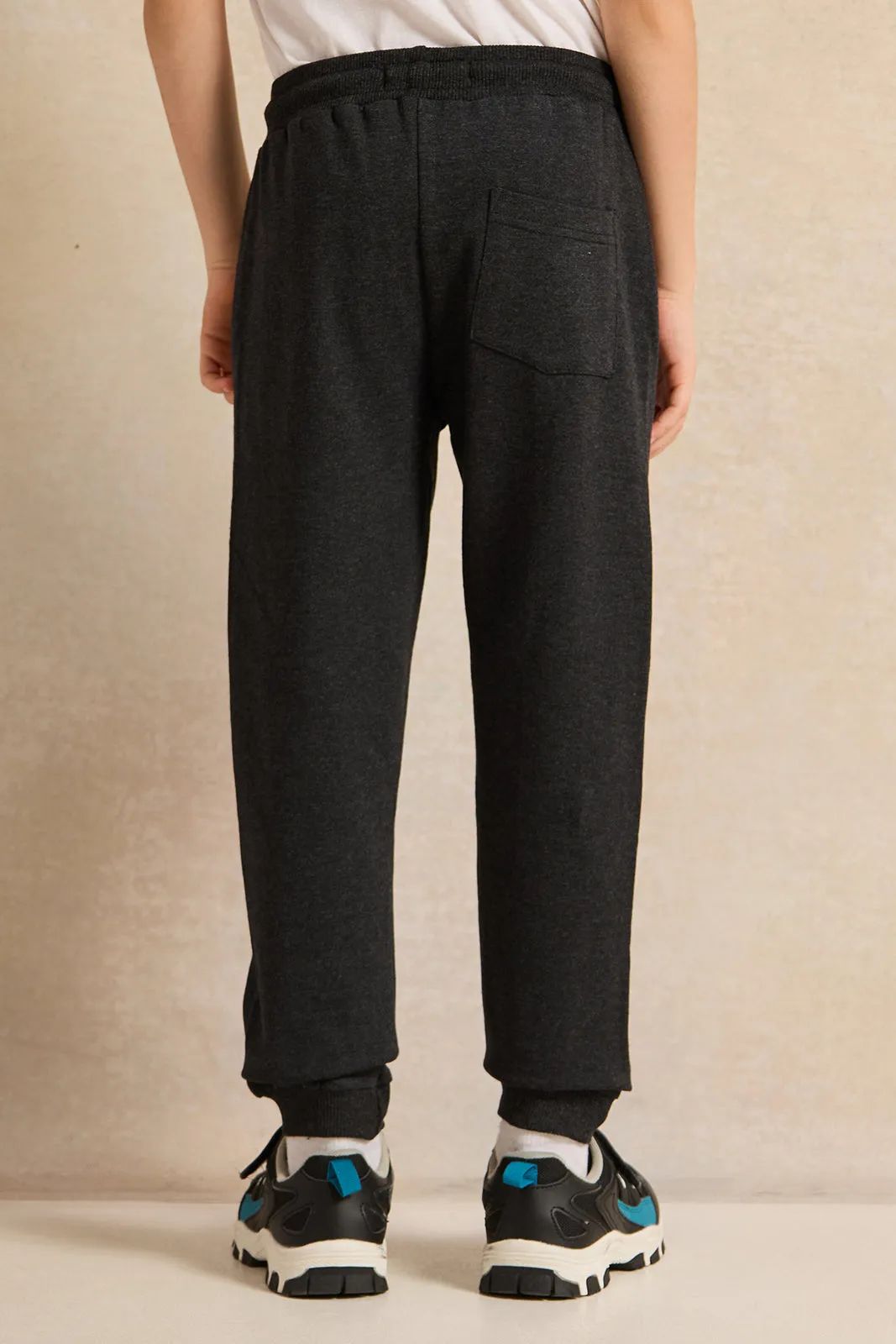 Boys Charcoal Printed Active Pants