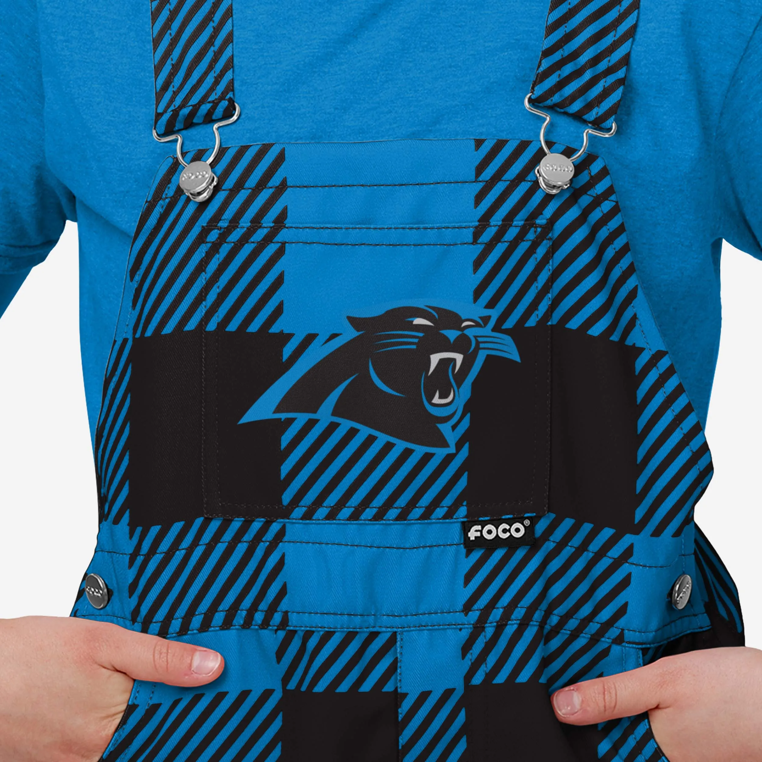 Carolina Panthers Buffalo Youth Plaid Bib Overalls