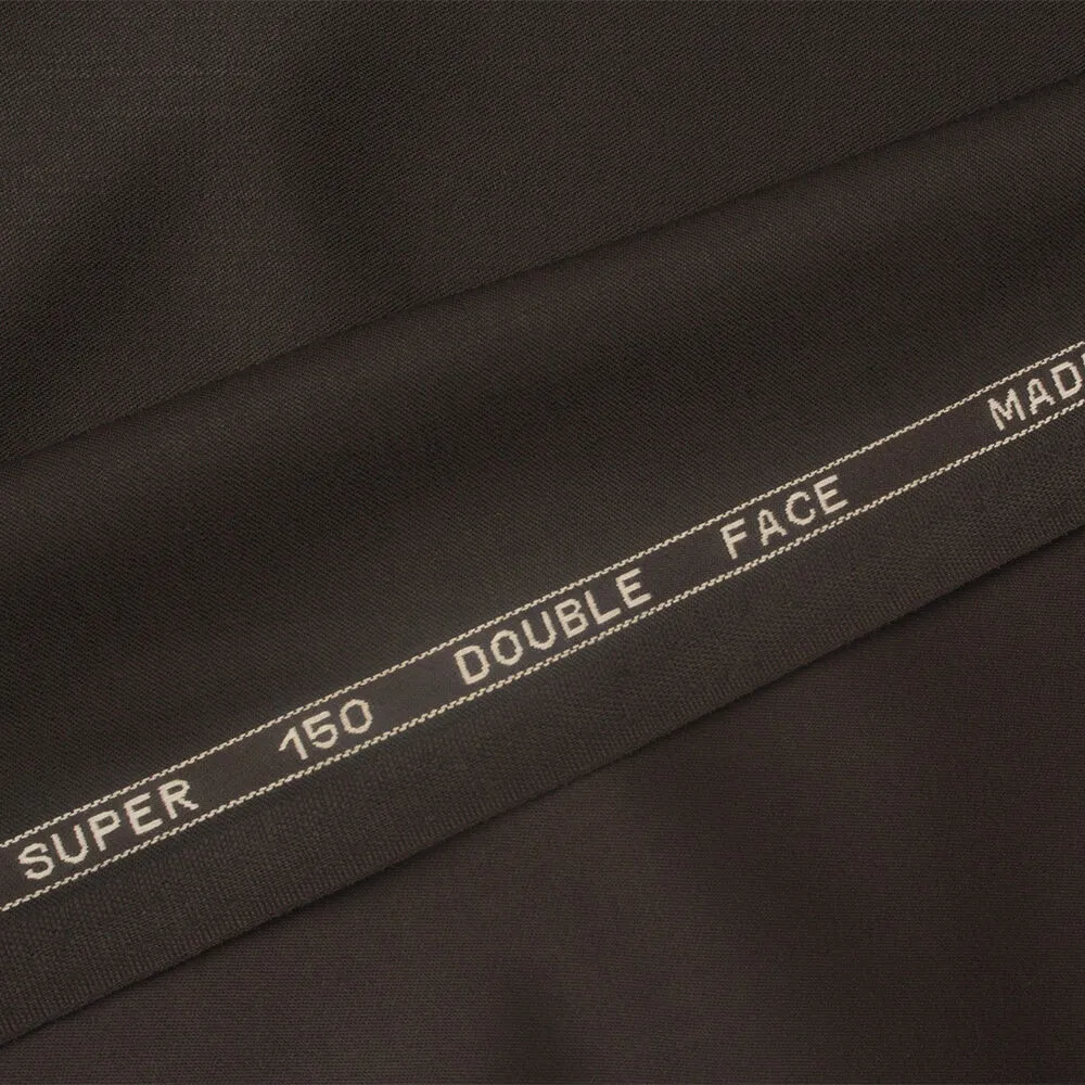 Dark Brown Stretch Wool Gaberdine