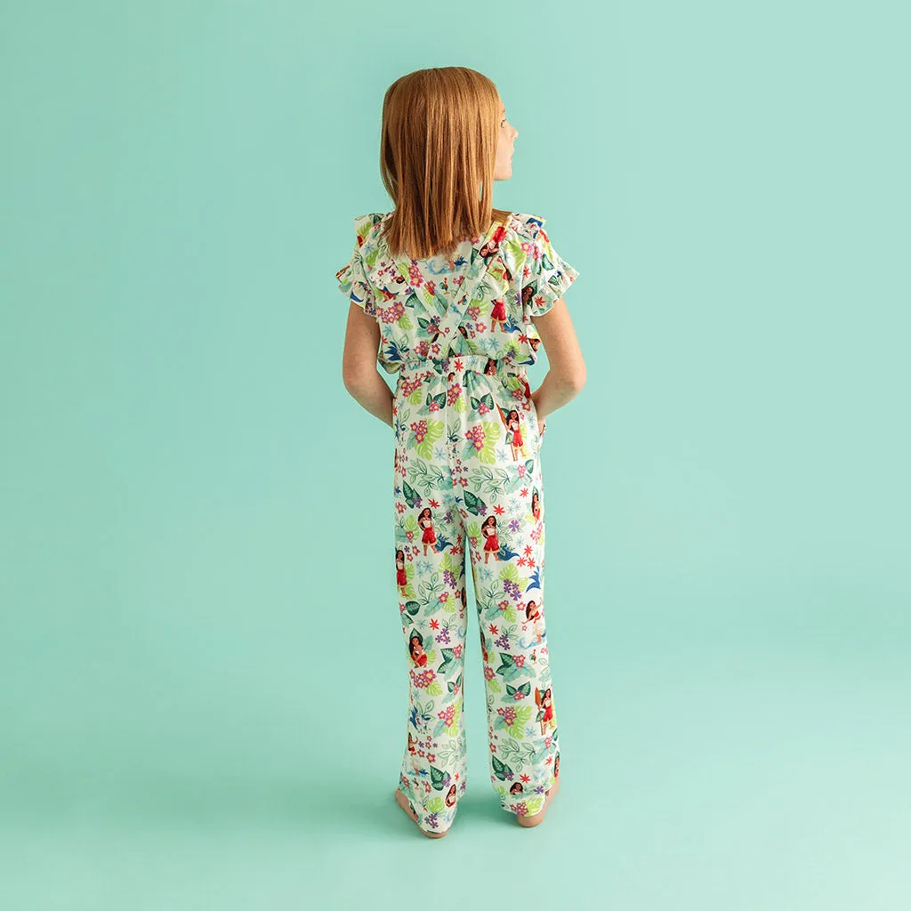 Disney Moana Floral French Terry Ruffled Overalls