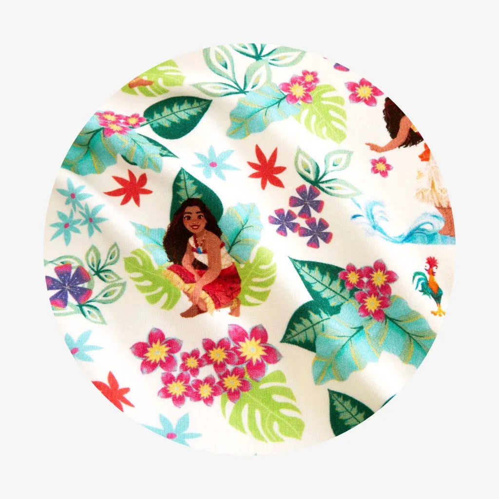 Disney Moana Floral French Terry Ruffled Overalls