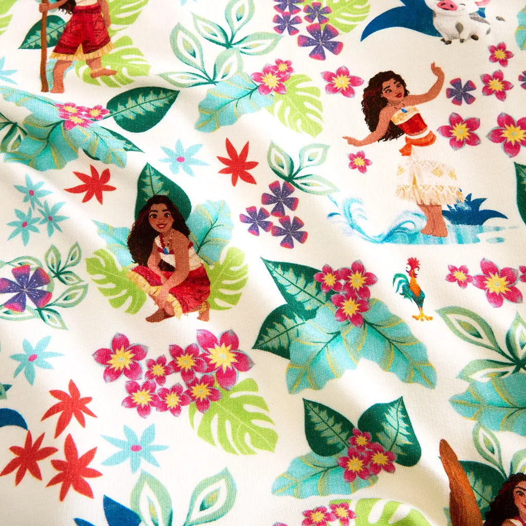 Disney Moana Floral French Terry Ruffled Overalls