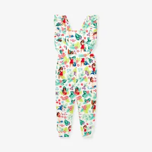 Disney Moana Floral French Terry Ruffled Overalls