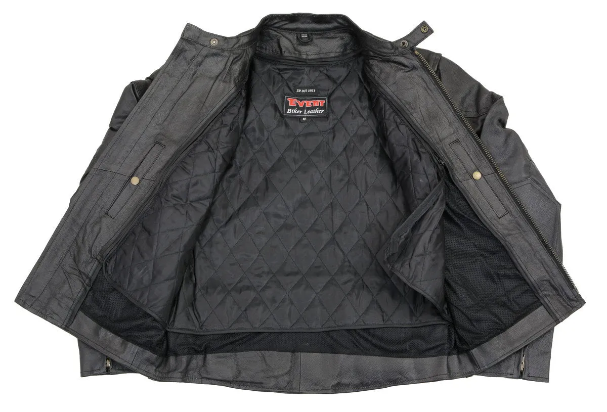 Event Leather XS5410 Men’s Vented Scooter Jacket with Antique Brass Hardware