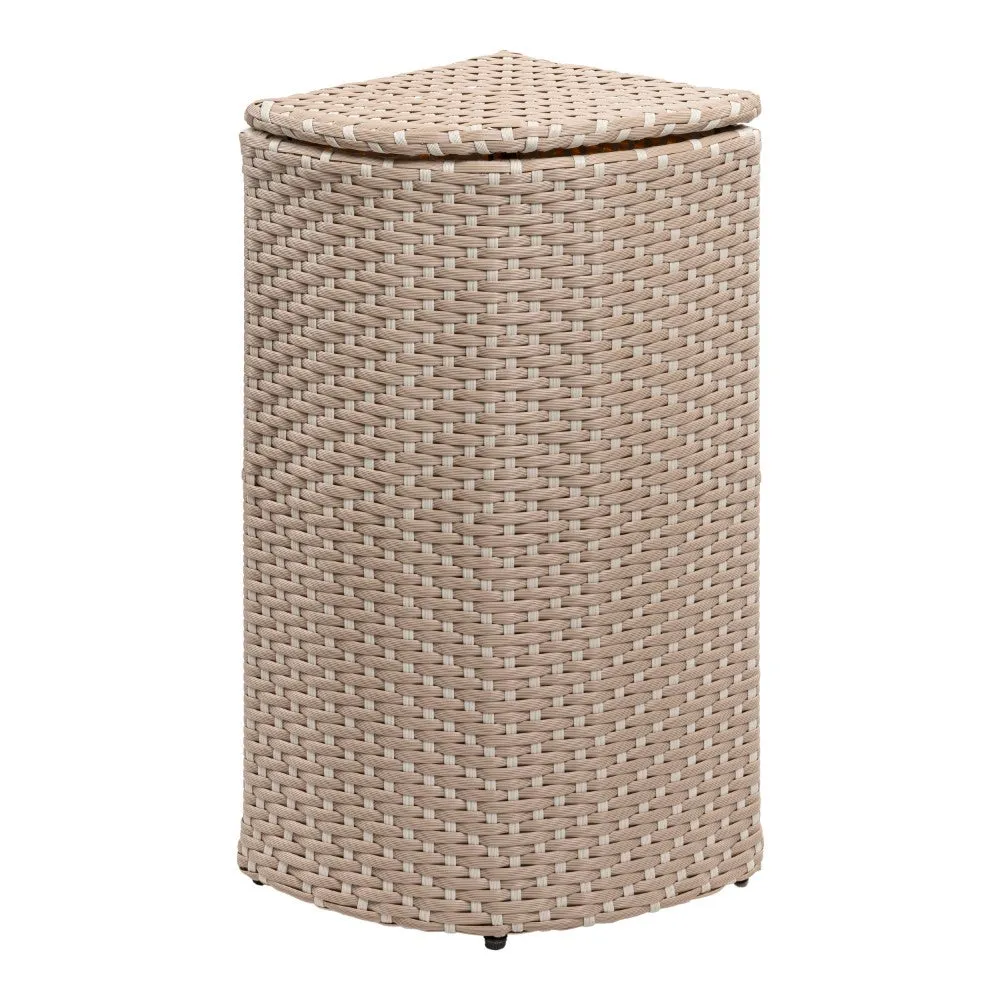 Fernhaven 15.56-Gallon All-Weather Wicker/Metal Corner Hideaway Outdoor Trash Can