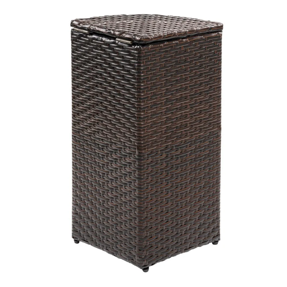 Fernhaven 15.56-Gallon All-Weather Wicker/Metal Corner Hideaway Outdoor Trash Can