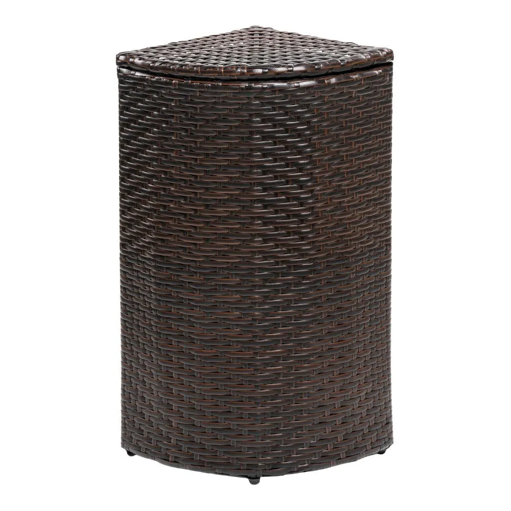 Fernhaven 15.56-Gallon All-Weather Wicker/Metal Corner Hideaway Outdoor Trash Can