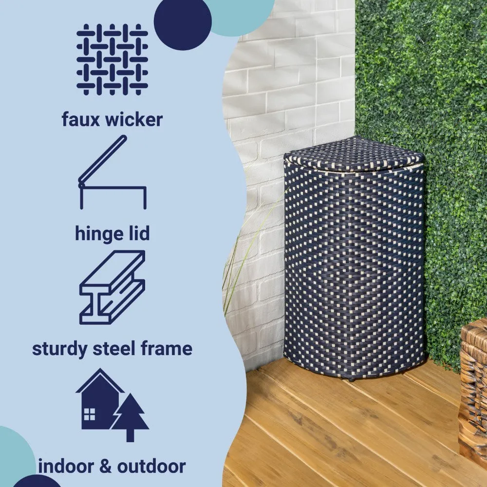 Fernhaven 15.56-Gallon All-Weather Wicker/Metal Corner Hideaway Outdoor Trash Can