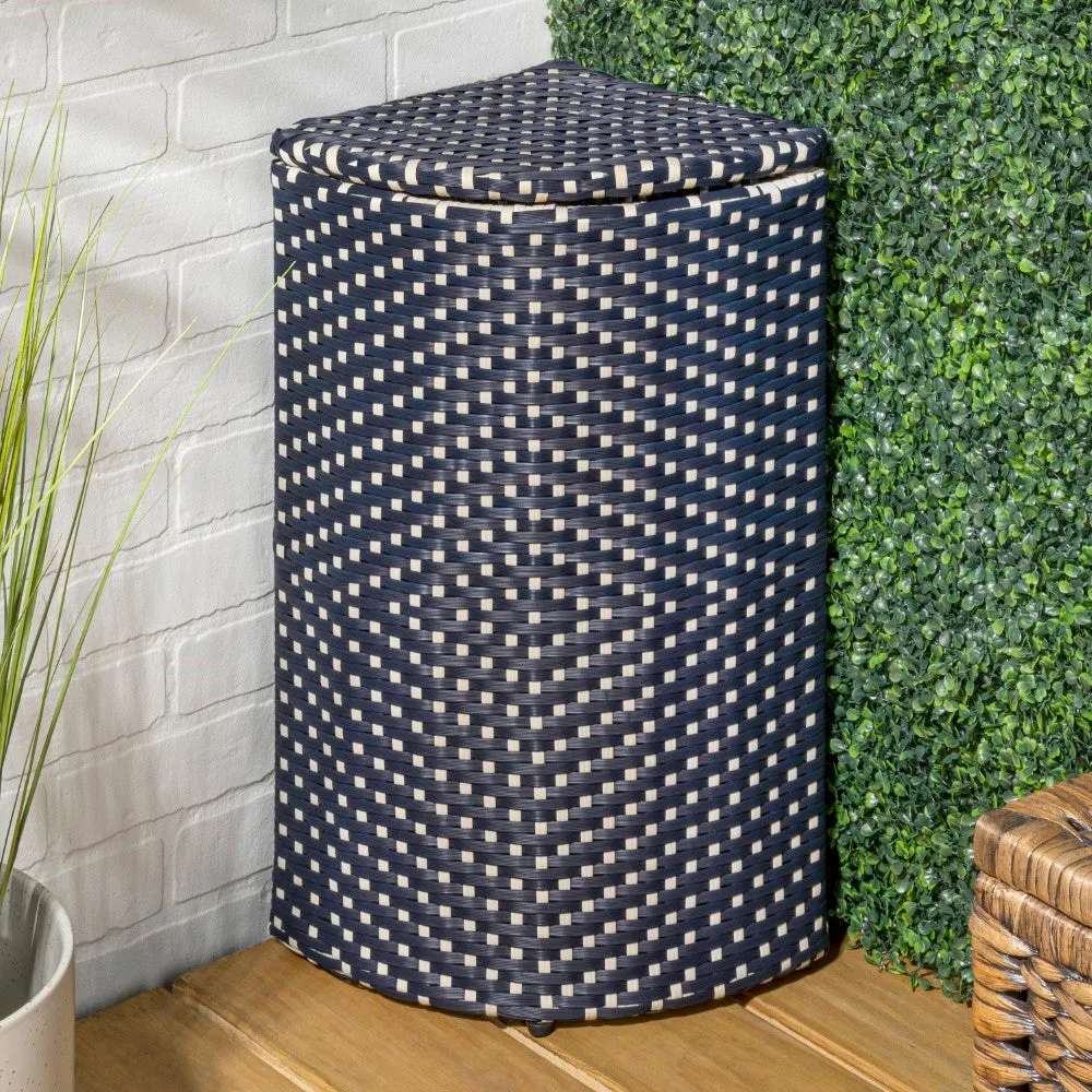 Fernhaven 15.56-Gallon All-Weather Wicker/Metal Corner Hideaway Outdoor Trash Can