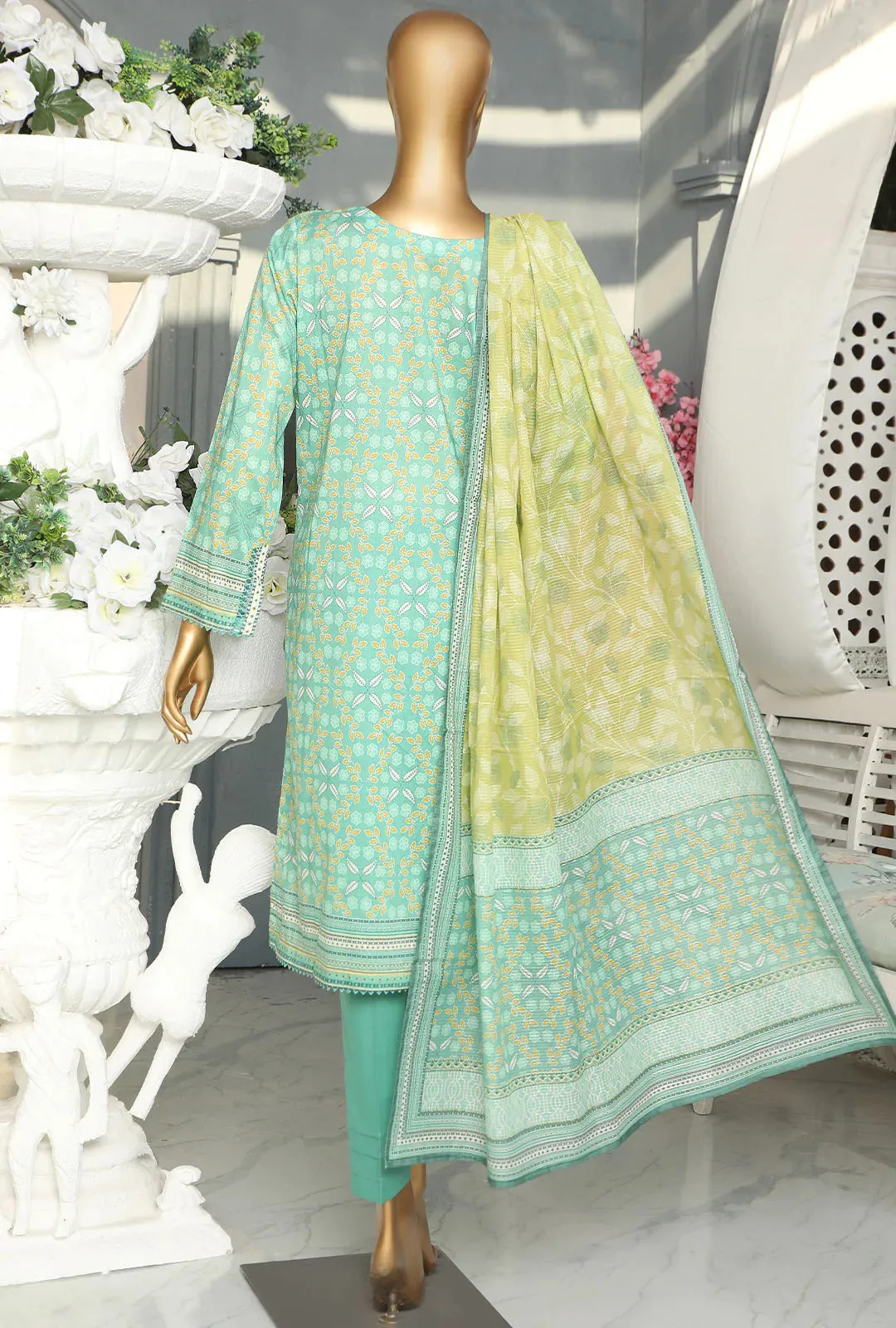 Hz Stitched 3 Piece Printed Lawn Collection'2023-PSC-2348