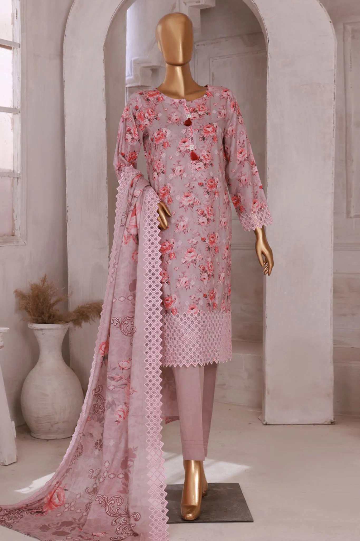 HZ Stitched 3 Piece Printkari Emb Lawn Collection'2024-PKL-402
