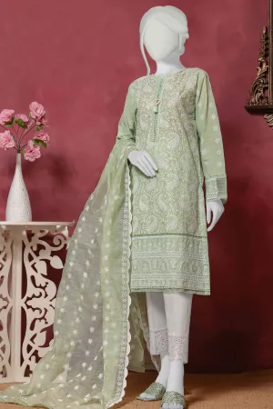 Hz Traditional Vibes 3 Piece Stitched Chikankari Collection'2023-01-Green
