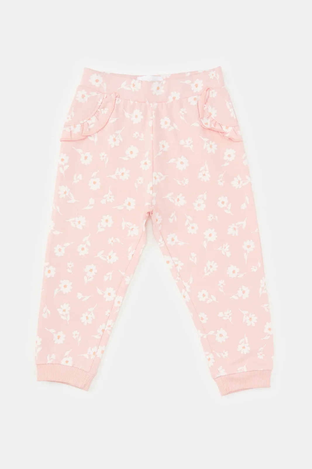 Infant Girls Grey And Pink Active Pants Set (Pack of 2)