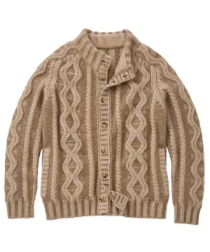 Kazakh Two-Tone Plaited Cable Cardigan