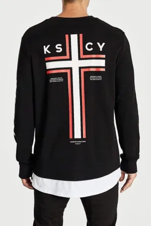 Kiss Chacey MENS UNEARTHLY LAYERED  HEM SWEATER - JET BLACK