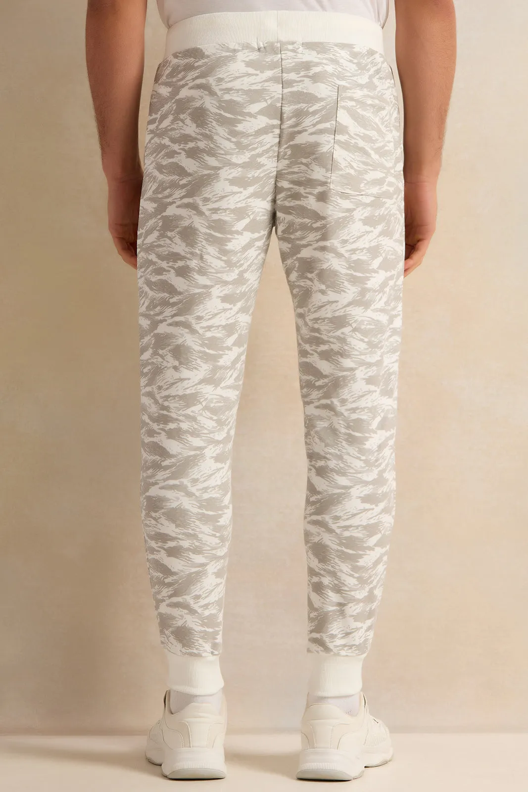 Men White Printed Active Track