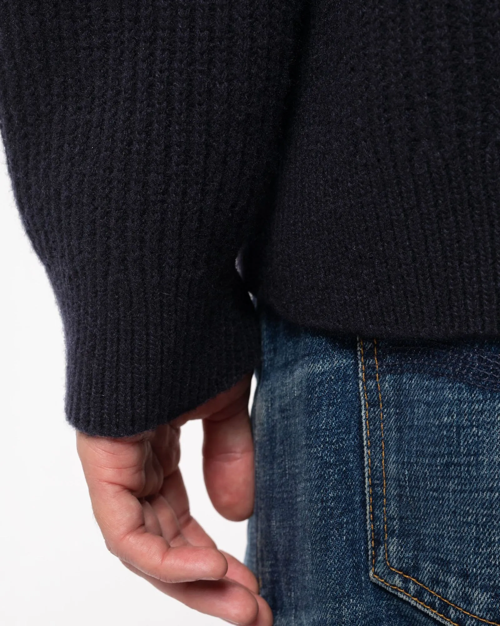 Nudie Jeans August Rib Wool Sweater - Navy