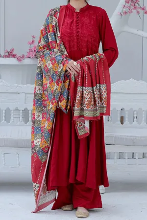 Rafia Khas Stitched 3 Piece Emb Linen Digital Printed Shawl Collection'2022-DPL-95
