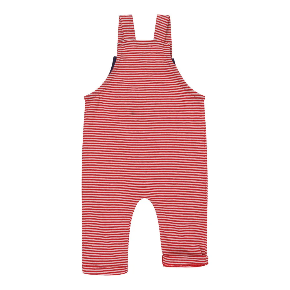 Red jersey stripe overalls