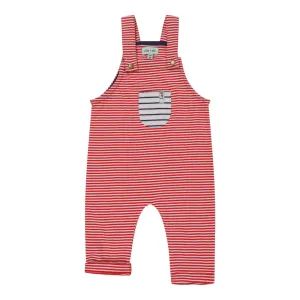 Red jersey stripe overalls