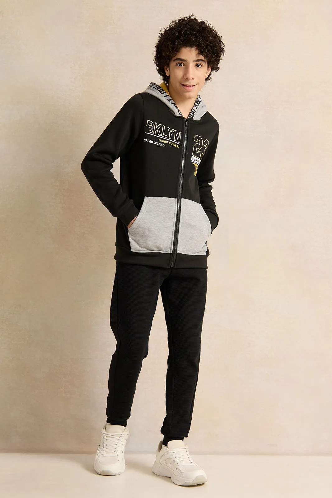 Senior Boys Black Ottoman Active Pants