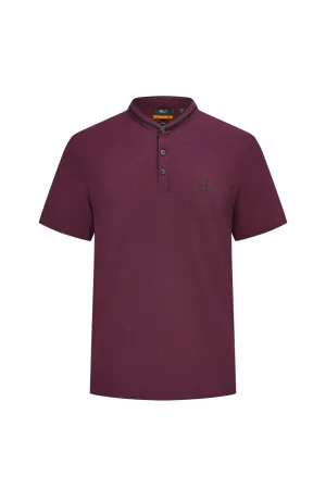 Super Light Mercerized Cotton Rich Dragon Embroidery Stand Collar Polo