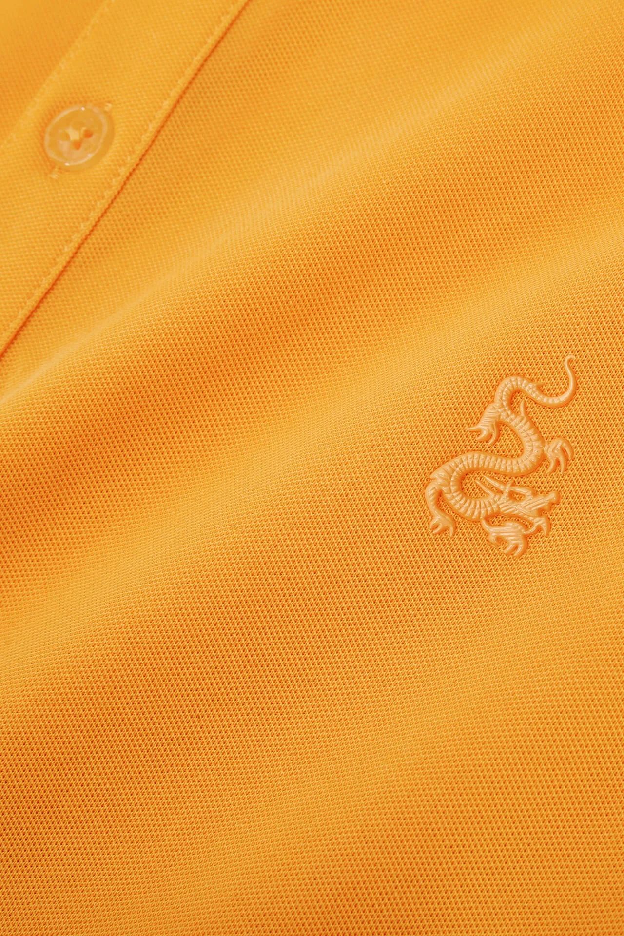 Super Light Mercerized Cotton Rich Dragon Embroidery Stand Collar Polo