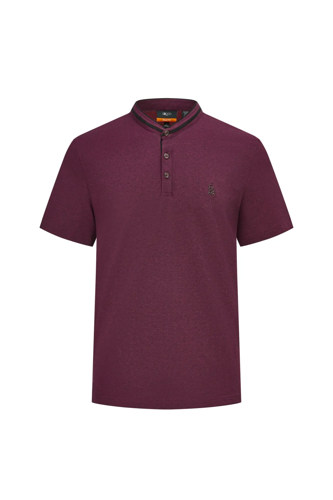 Super Light Mercerized Cotton Rich Dragon Embroidery Stand Collar Polo