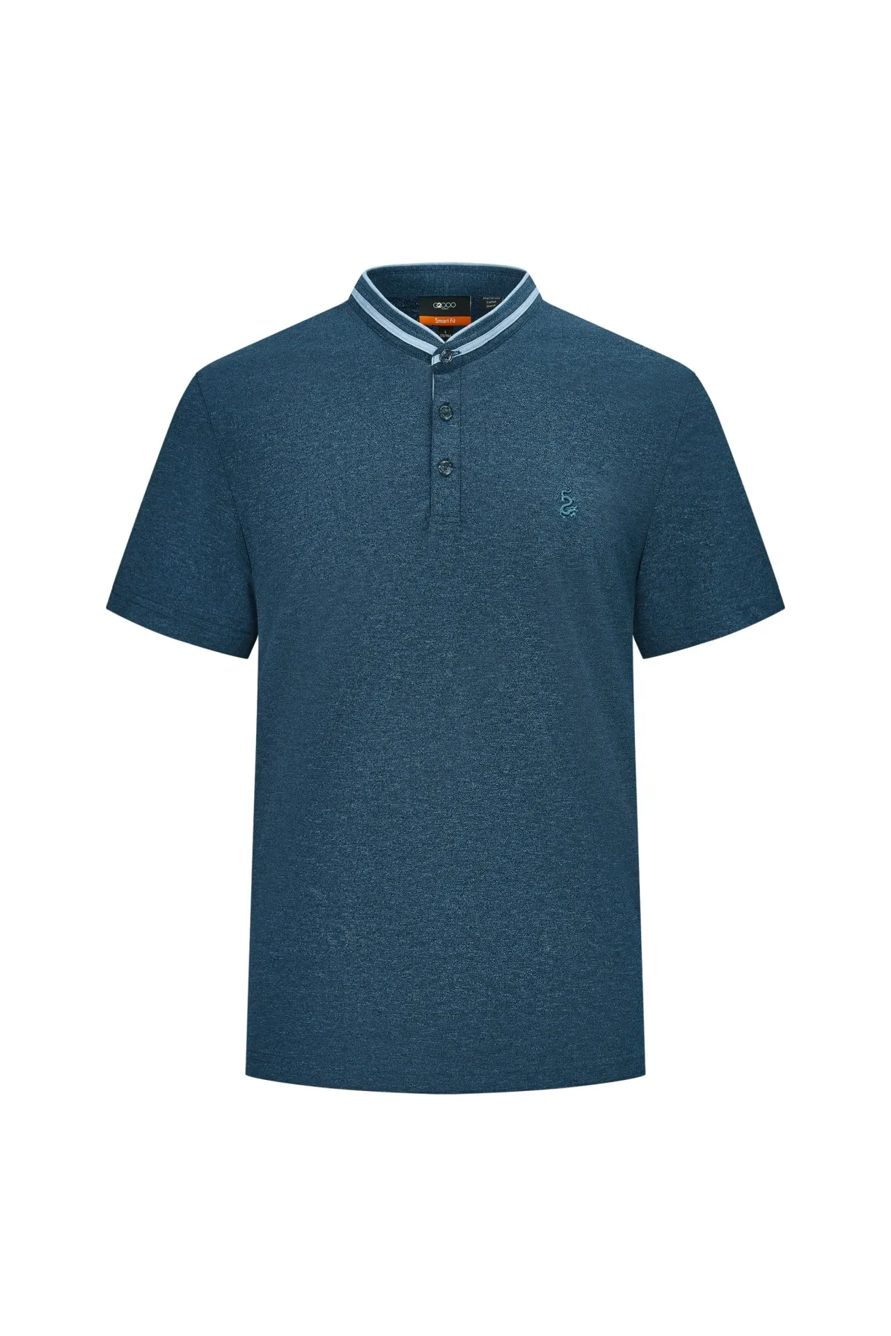 Super Light Mercerized Cotton Rich Dragon Embroidery Stand Collar Polo
