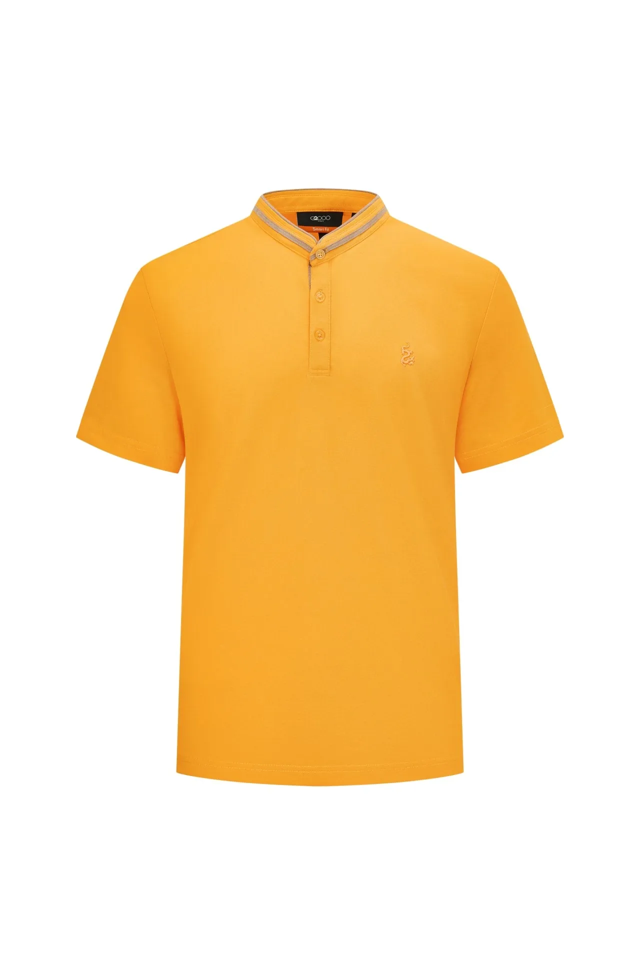 Super Light Mercerized Cotton Rich Dragon Embroidery Stand Collar Polo