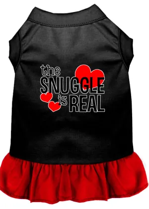 The Snuggle Is Real Screen Print Dog Dress Black With Red Xxl