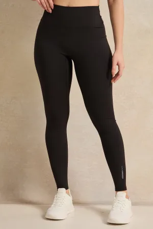 Women Black Placement Print Active Pants