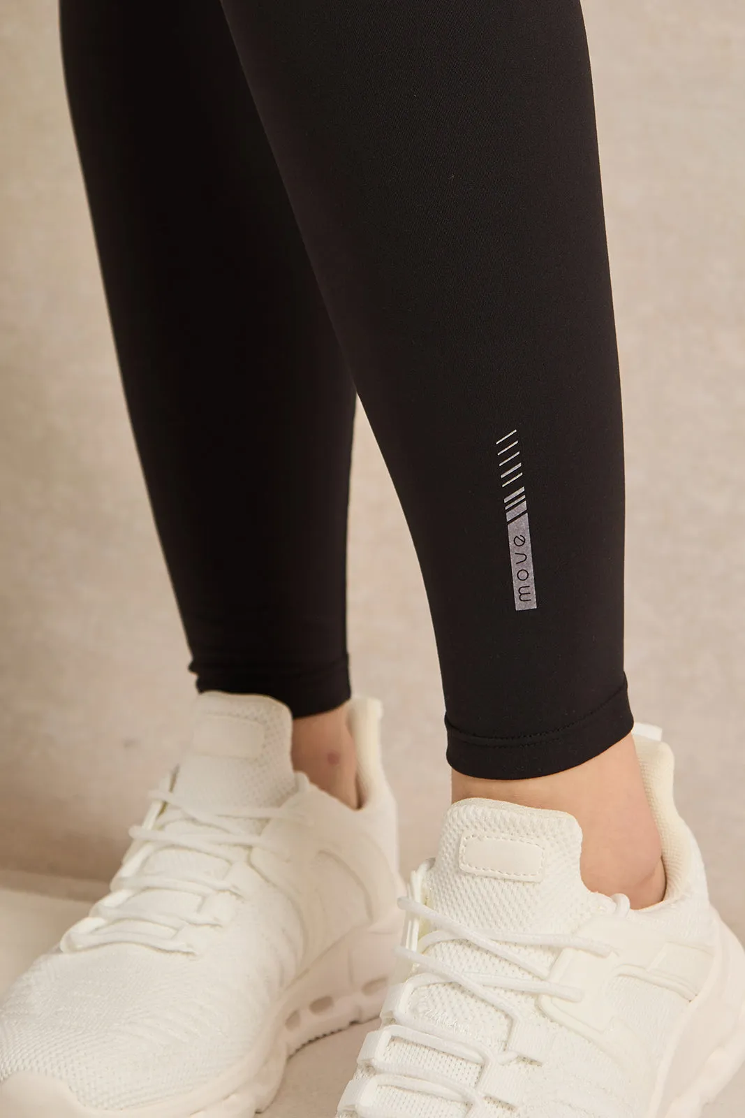 Women Black Placement Print Active Pants